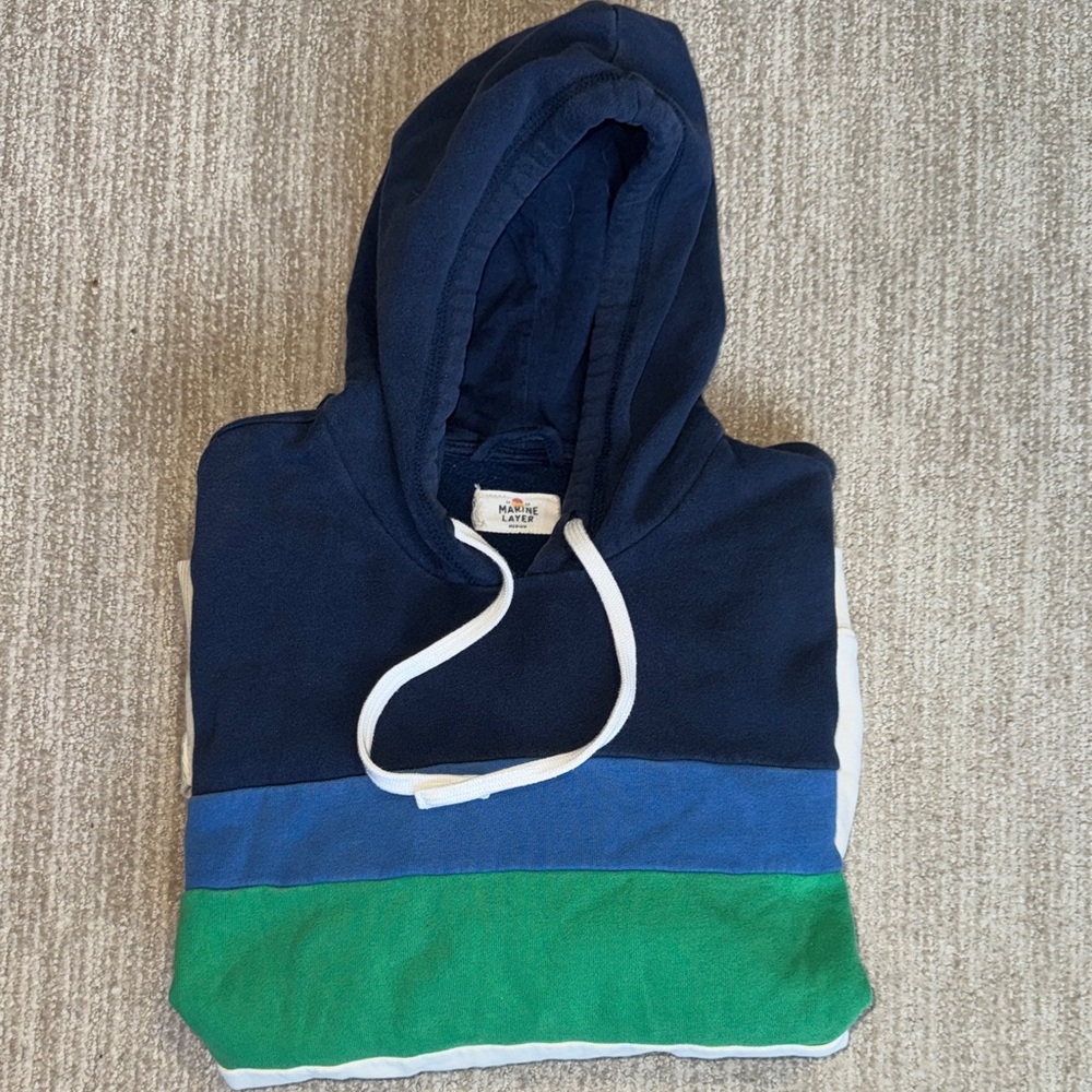 Marine Layer Men's Size M Colorblock Pullover Sweatshirt Jordan Hoodie - Picture 3 of 12